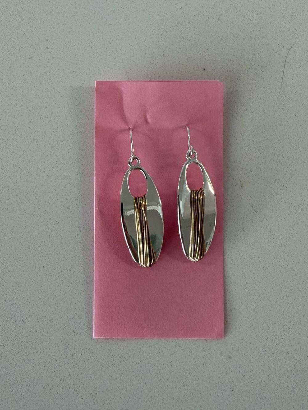 RLM Studio Soho Sterling Silver and Brass Wire Wrap Oval Drop Earrings
